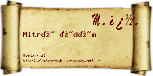 Mitró Ádám névjegykártya